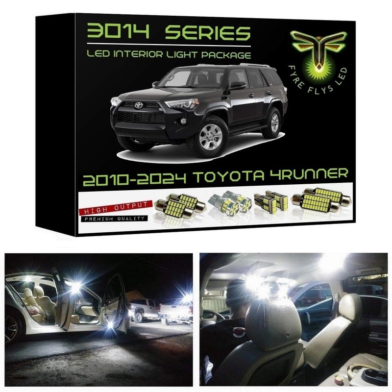 Fyre Flys White LED Interior Lights for 2010-2024 Toyota 4Runner 16 Piece 6000K Super Bright 3014 Series SMD Map Dome Door Vanity Mirror Cargo Puddle License Plate Package Kit and Install Tool - Image 1